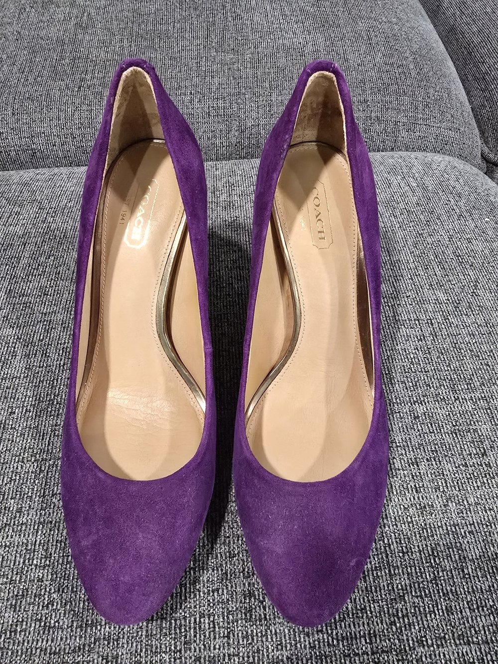 Coach Purple Suede Pointed-Toe Heels
